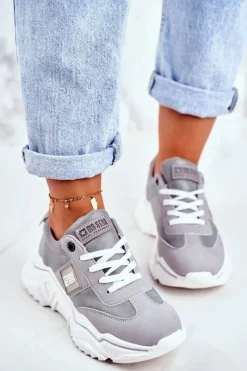 Online Big Star Shoes Damskie Sportowe Buty Sneakersy Big Star GG274211 Szare