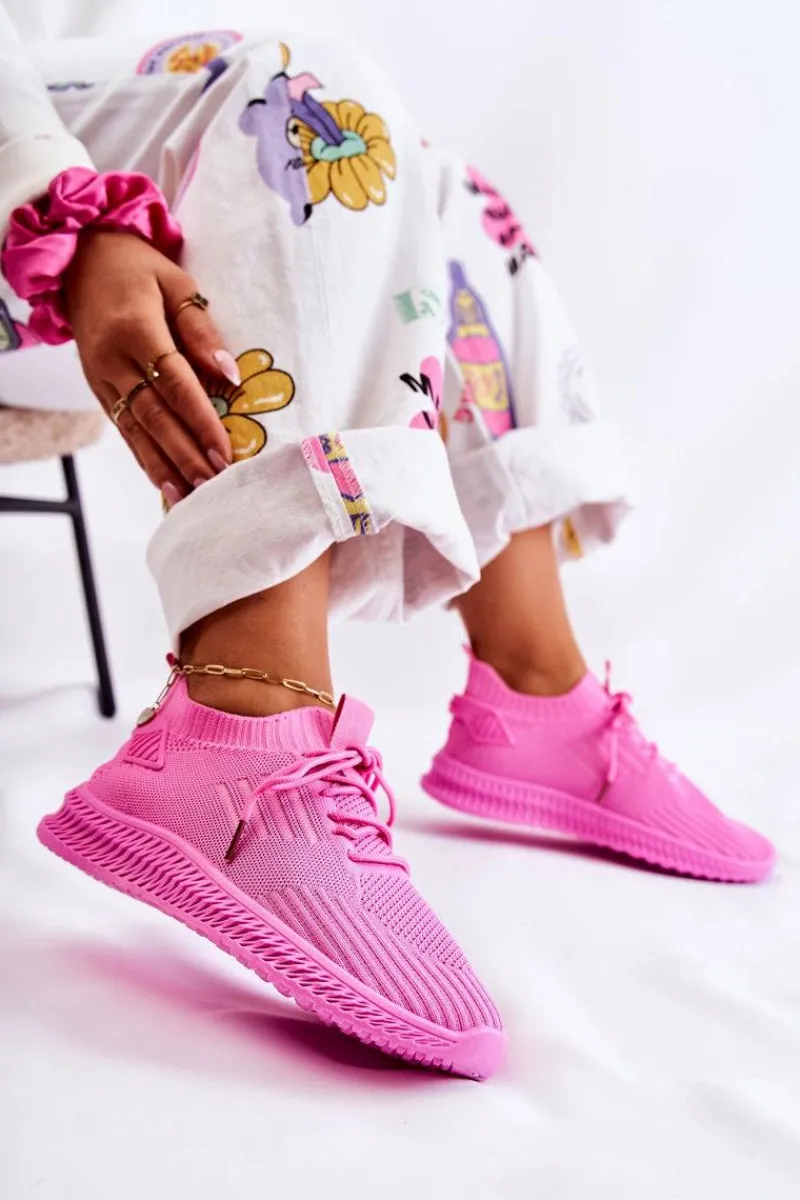 Boto Damskie Sportowe Buty Sneakersy Materiałowe Różowe Storia