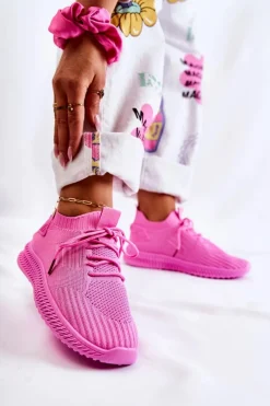 Boto Damskie Sportowe Buty Sneakersy Materiałowe Różowe Storia