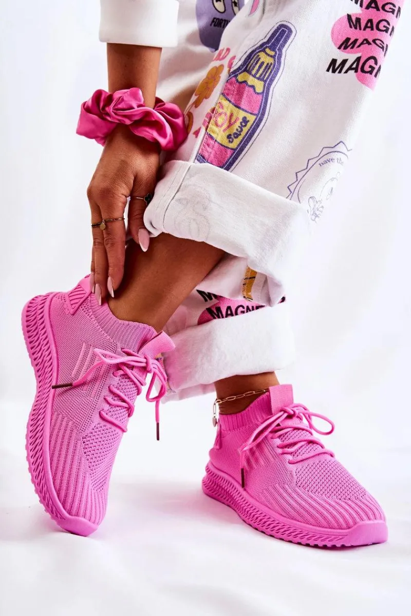 Boto Damskie Sportowe Buty Sneakersy Materiałowe Różowe Storia