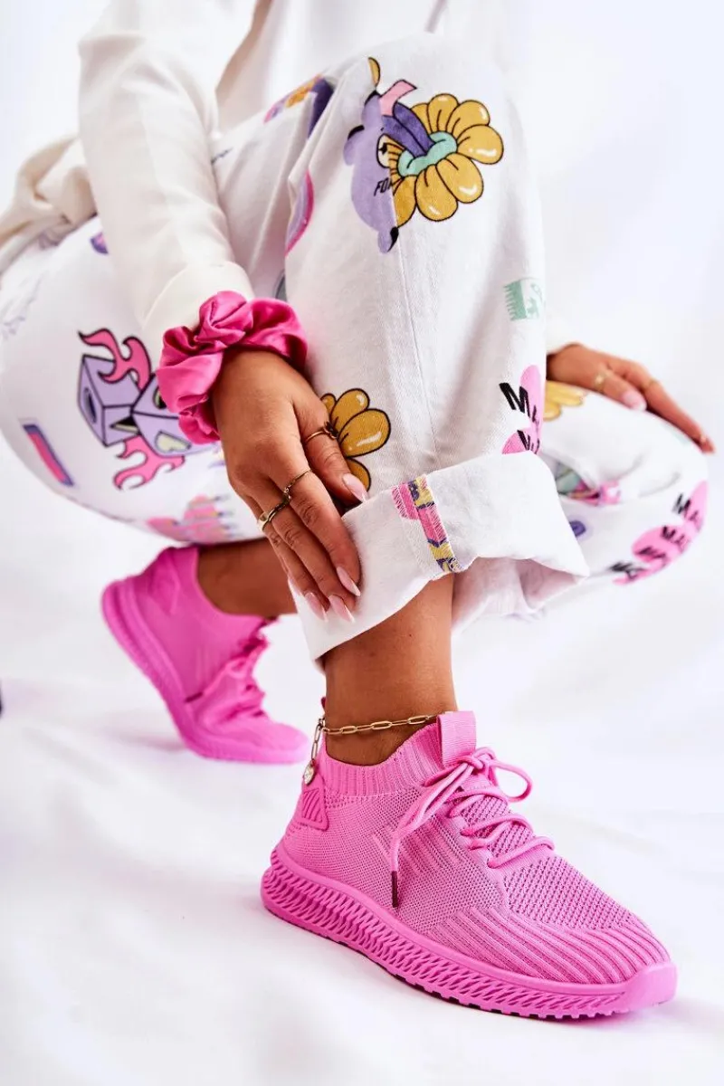 Boto Damskie Sportowe Buty Sneakersy Materiałowe Różowe Storia