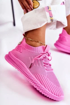 Boto Damskie Sportowe Buty Sneakersy Materiałowe Różowe Storia