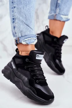 Hot Damskie Sportowe Buty Sneakersy Big Star GG274644 Czarne Damskie Trampki Damskie Big Star|Big Star