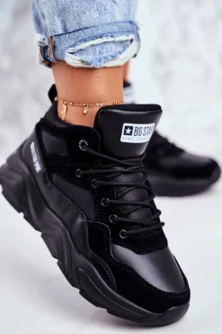 Hot Damskie Sportowe Buty Sneakersy Big Star GG274644 Czarne Damskie Trampki Damskie Big Star|Big Star