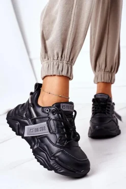 Trampki Damskie Big Star|Big Star>Big Star Shoes Damskie Sportowe Buty Sneakersy Big Star GG274215 Czarno-Szare