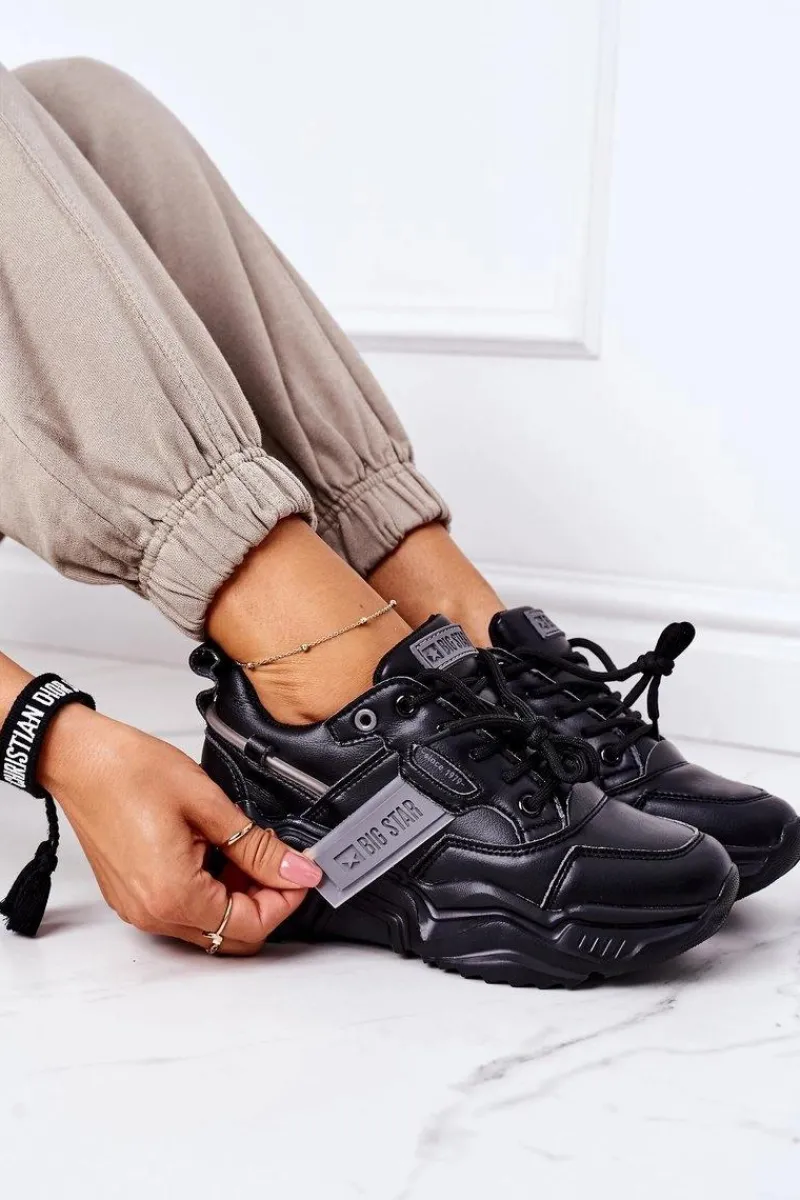 Trampki Damskie Big Star|Big Star>Big Star Shoes Damskie Sportowe Buty Sneakersy Big Star GG274215 Czarno-Szare