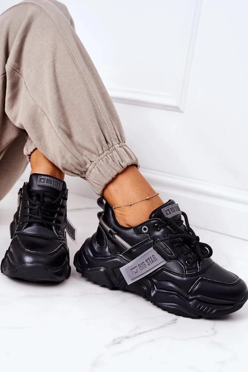 Trampki Damskie Big Star|Big Star>Big Star Shoes Damskie Sportowe Buty Sneakersy Big Star GG274215 Czarno-Szare