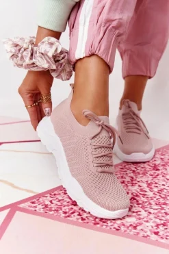 Hot Damskie Sportowe Buty Sneakersy Różowe Ruler Damskie Buty Sportowe Na Platformie