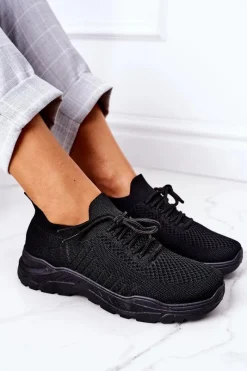 Buty Sportowe Na Platformie>Boto Damskie Sportowe Buty Sneakersy Czarne Ruler