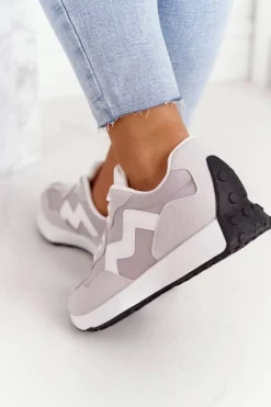 New Damskie Sportowe Buty Sneakersy Szare Move On Damskie Buty Sportowe Na Platformie