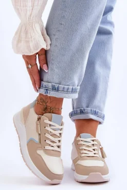 Sneakersy Damskie>Boto Damskie Sportowe Buty Z Suwakiem Beżowe Larisa