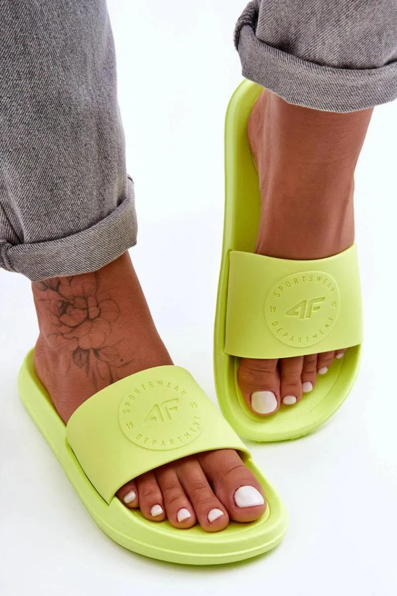 Sale 4F Damskie Sportowe Klapki SS23FFLIF069-72S Limonkowe
