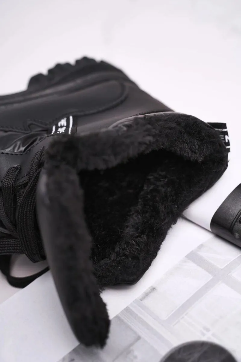 Śniegowce Damskie|Botki Sznurowane>Boto Damskie Sportowe Śniegowce Z Futerkiem Czarne Euphoria