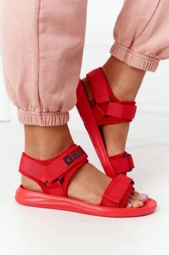 Outlet Big Star Shoes Damskie Sportowe Sandały Big Star HH274A027 Czerwone Czerwony