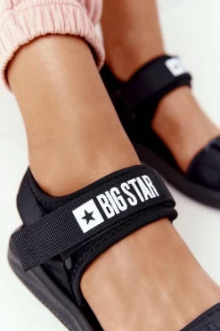 Damskie Sportowe Sandały Big Star HH274A024 Czarne Damskie Sandały Big Star|Sandały Płaskie