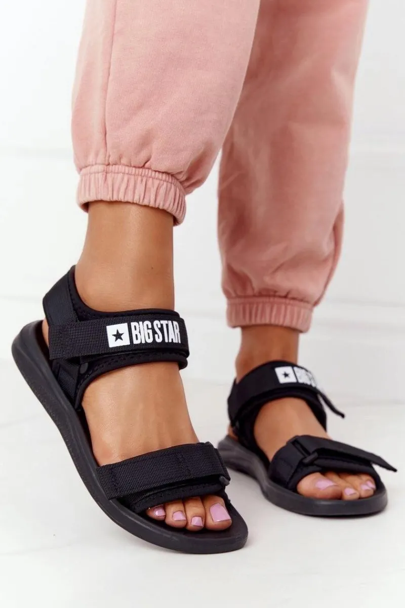 Damskie Sportowe Sandały Big Star HH274A024 Czarne Damskie Sandały Big Star|Sandały Płaskie