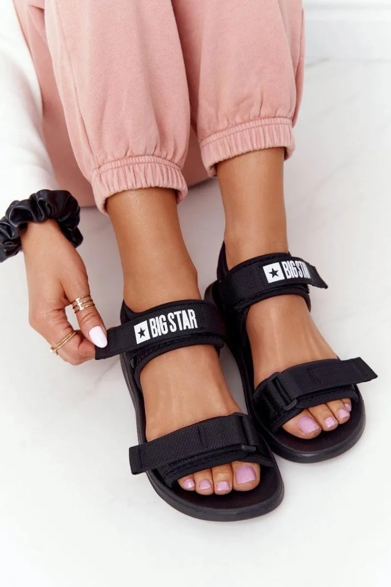 Damskie Sportowe Sandały Big Star HH274A024 Czarne Damskie Sandały Big Star|Sandały Płaskie