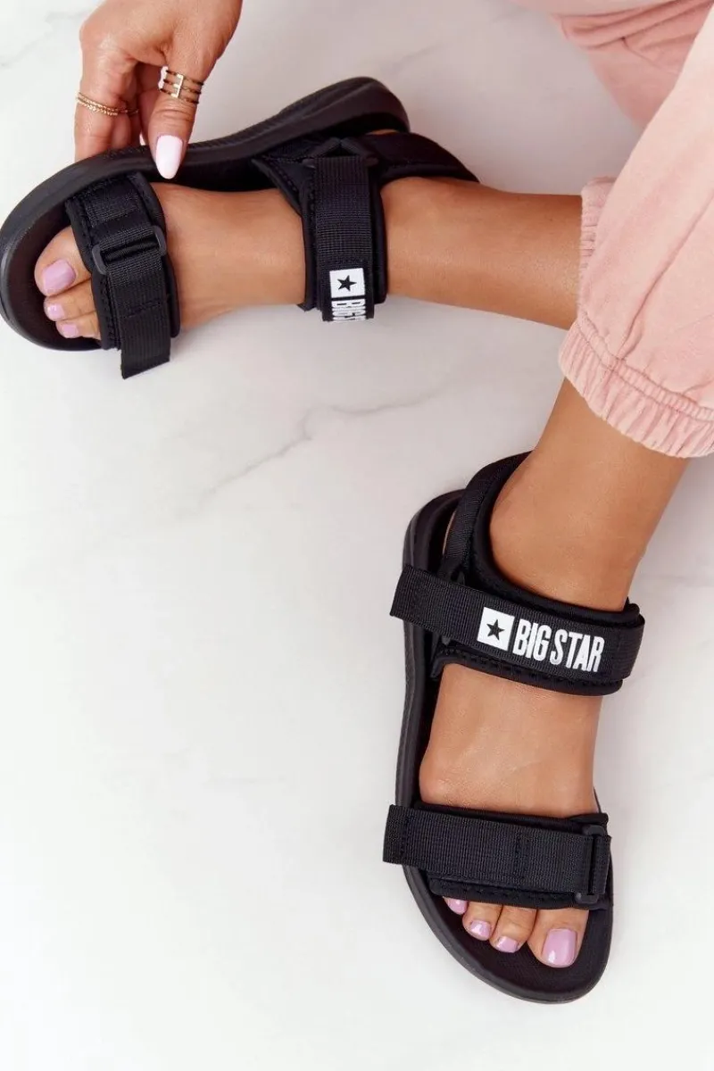 Damskie Sportowe Sandały Big Star HH274A024 Czarne Damskie Sandały Big Star|Sandały Płaskie