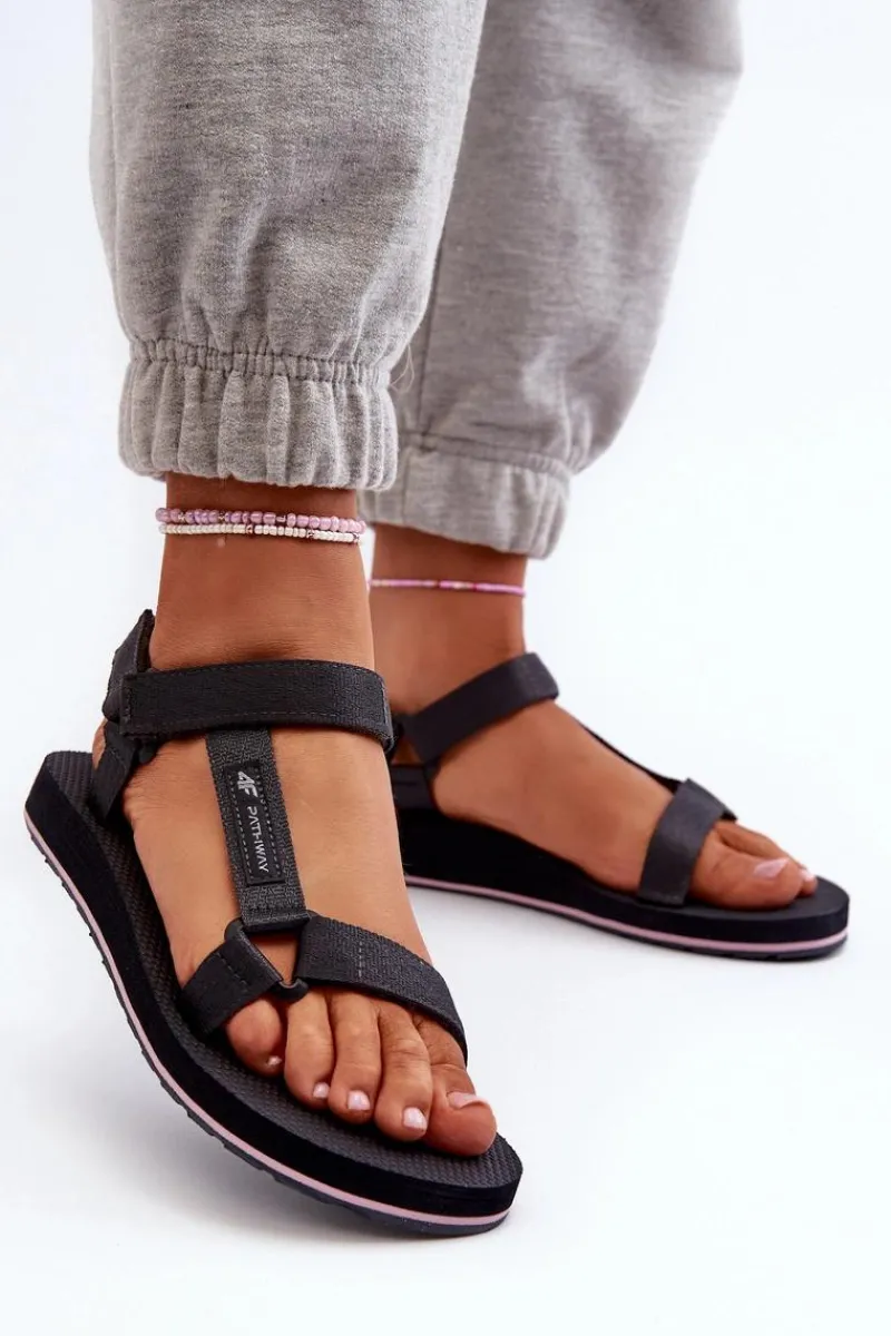 Sale 4F Damskie Sportowe Sandały RSS2SANF054-23S Ciemnoszare Szary