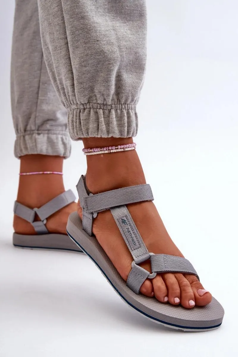 New Damskie Sportowe Sandały RSS2SANF054-20S Szare Damskie Sandały Płaskie