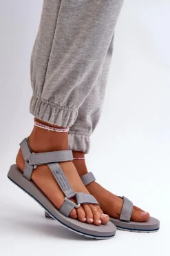 New Damskie Sportowe Sandały RSS2SANF054-20S Szare Damskie Sandały Płaskie