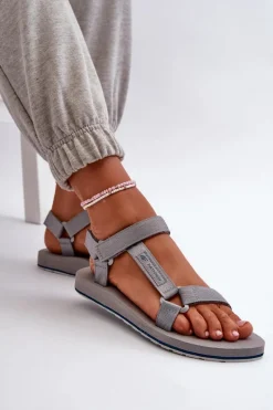 New Damskie Sportowe Sandały RSS2SANF054-20S Szare Damskie Sandały Płaskie