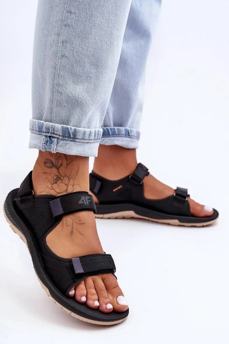 Damskie Sportowe Sandały SS23FSANF016-22S Czarne Damskie Sandały Płaskie