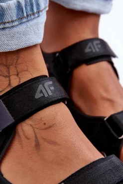 Damskie Sportowe Sandały SS23FSANF016-22S Czarne Damskie Sandały Płaskie