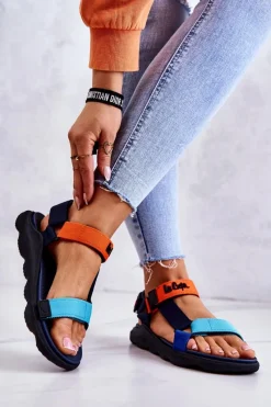 Sale Damskie Sportowe Sandały LCW-22-34-0953L Multikolorowe Damskie Sandały Płaskie