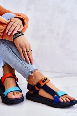 Sale Damskie Sportowe Sandały LCW-22-34-0953L Multikolorowe Damskie Sandały Płaskie