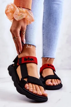 New Lee Cooper Damskie Sportowe Sandały LCW-22-34-0954L Czarno-Czerwone