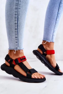 New Lee Cooper Damskie Sportowe Sandały LCW-22-34-0954L Czarno-Czerwone