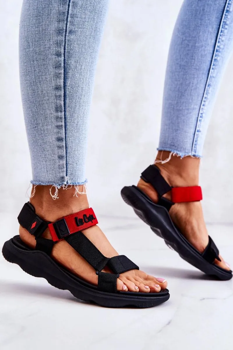 New Lee Cooper Damskie Sportowe Sandały LCW-22-34-0954L Czarno-Czerwone