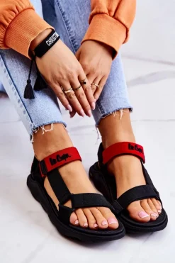 New Lee Cooper Damskie Sportowe Sandały LCW-22-34-0954L Czarno-Czerwone