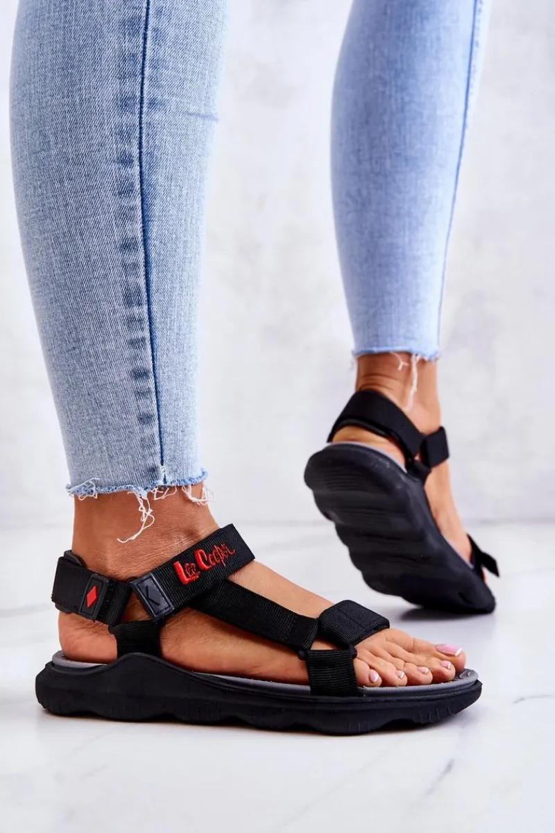 Sandały Płaskie>Lee Cooper Damskie Sportowe Sandały LCW-22-34-0955L Czarne