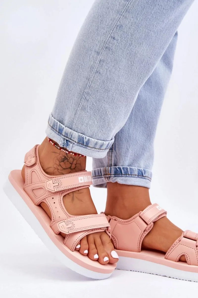 Online Big Star Shoes Damskie Sportowe Sandały Na Platformie Big Star LL274788 Różowe Różowy