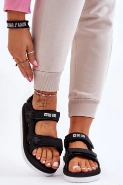 Sandały Big Star|Sandały Płaskie>Big Star Shoes Damskie Sportowe Sandały Na Platformie Big Star LL274789 Czarne Czarny