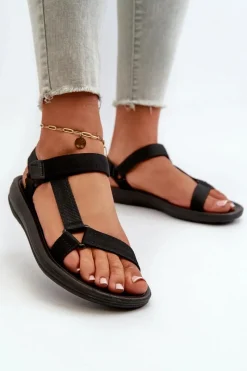 Discount Boto Damskie Sportowe Sandały Na Rzepy Czarne Vilari Czarny