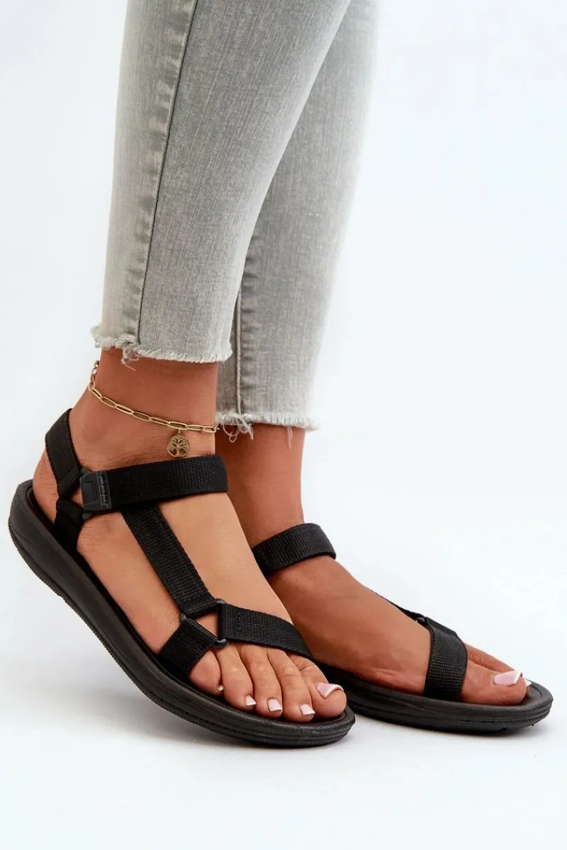 Discount Boto Damskie Sportowe Sandały Na Rzepy Czarne Vilari Czarny