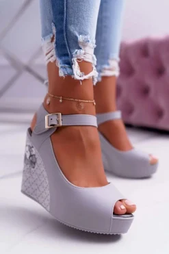 Sandały Gumowe|Sandały Na Koturnie>Boto Damskie Szare Sandały Na Koturnie Nemesis