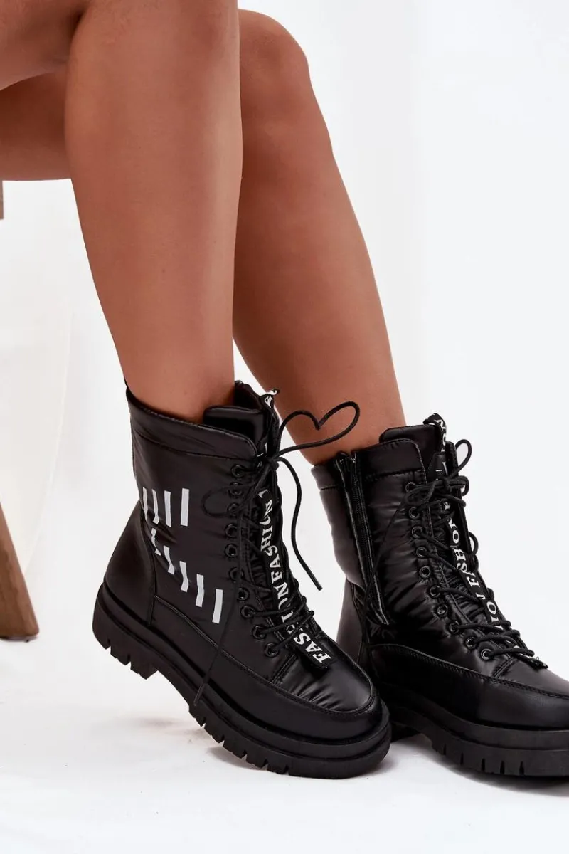 Discount Damskie Sznurowane Botki Śniegowce Vinceza 23-34586 Czarne Damskie Śniegowce Damskie|Damskie Trapery