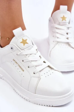 New Damskie Sznurowane Buty Sportowe Białe Mikaela Damskie Buty Sportowe Na Platformie|Sneakersy Damskie