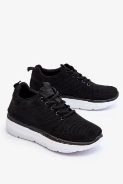 Buty Sportowe Na Platformie|Sneakersy Damskie></noscript>Boto Damskie Sznurowane Buty Sportowe Czarne Lavarone Czarny