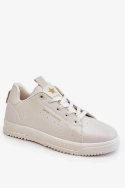 Buty Sportowe Na Platformie|Sneakersy Damskie>Boto Damskie Sznurowane Buty Sportowe Beżowe Mikaela