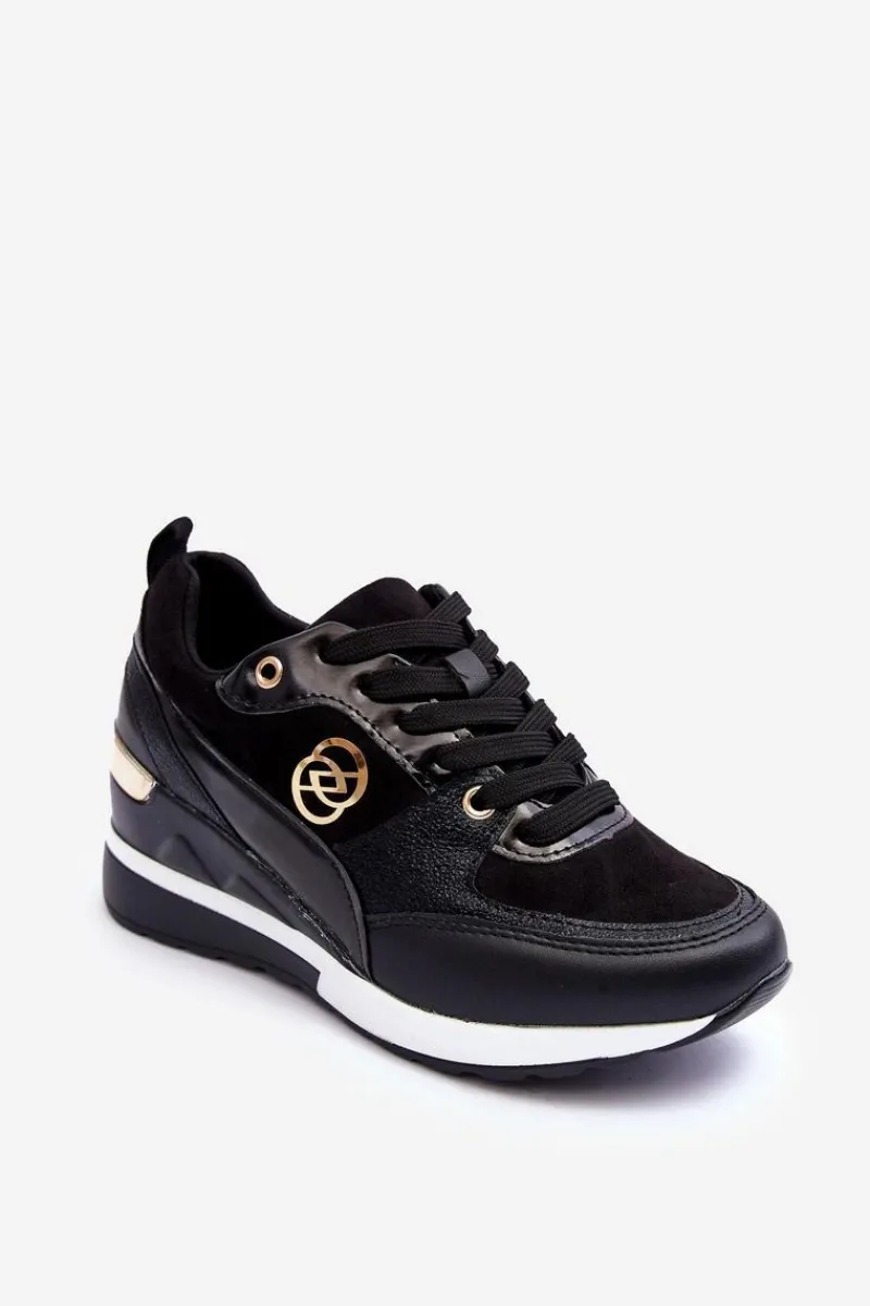 Discount Evento Damskie Sznurowane Buty Sportowe Na Koturnie Czarne Genova