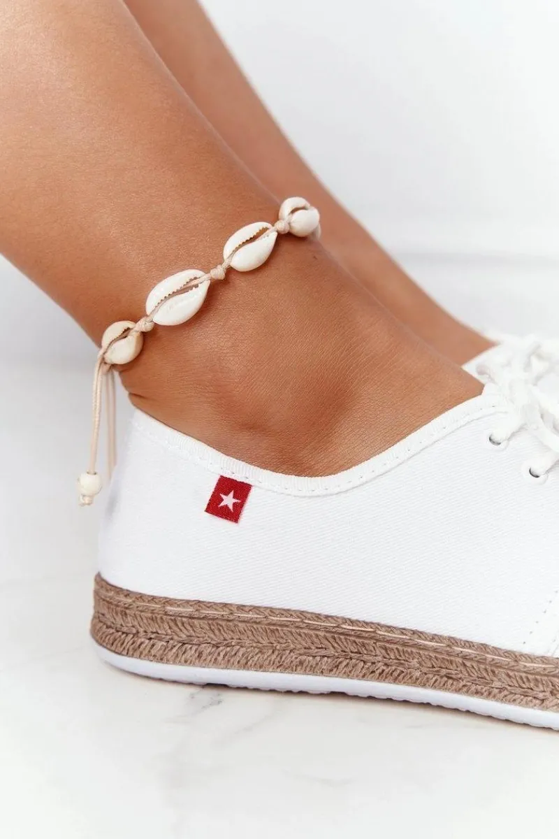 Trampki Damskie Big Star|Big Star>Big Star Shoes Damskie Sznurowane Espadryle Big Star FF276043 Białe