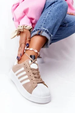 Discount Boto Damskie Tenisówki Biało-Beżowe Los Angeles