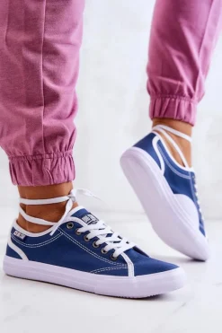 Sale Damskie Tenisówki BIG STAR W274834 Granatowe Damskie Trampki Damskie Big Star|Trampki Damskie Niskie