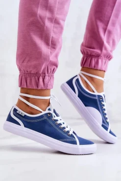 Sale Damskie Tenisówki BIG STAR W274834 Granatowe Damskie Trampki Damskie Big Star|Trampki Damskie Niskie