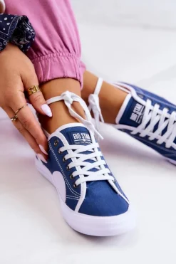 Sale Damskie Tenisówki BIG STAR W274834 Granatowe Damskie Trampki Damskie Big Star|Trampki Damskie Niskie